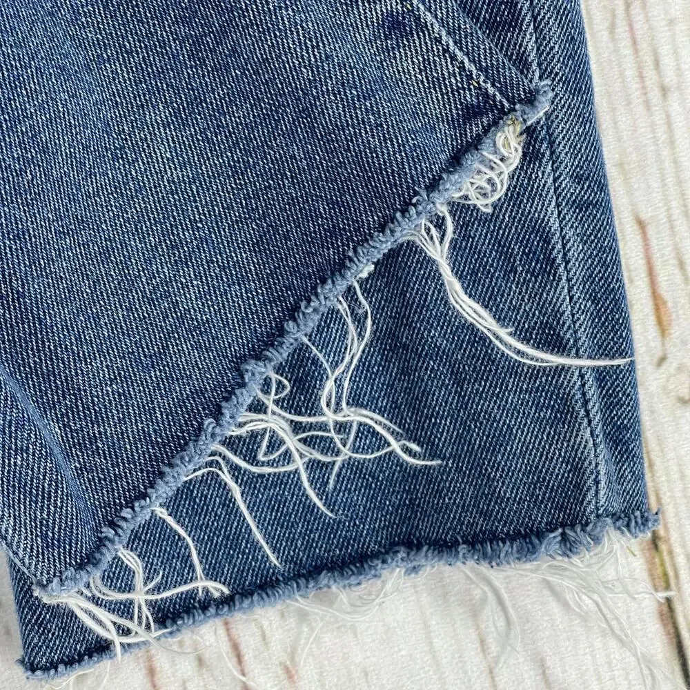 Abercrombie Fitch Womens Jeans Size 2 Blue Ultra High Rise Paperbag Raw Hem Y2K